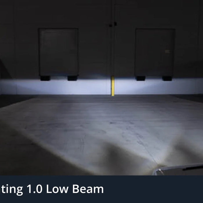 Dapper Lighting 1.0 low beam output photographed against a wall.