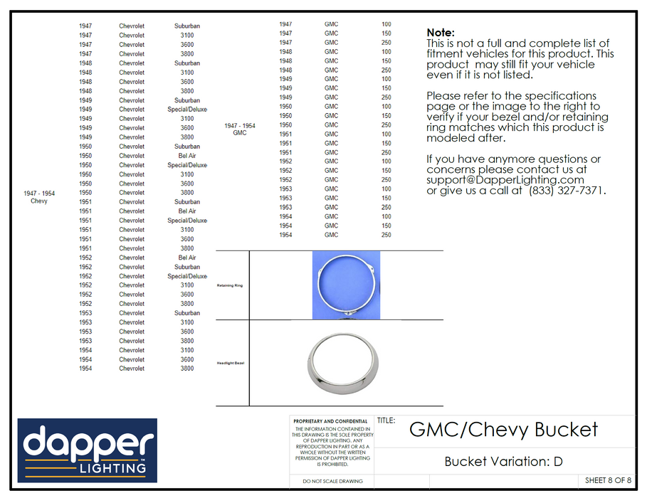 Extended Outer Headlight Buckets for Chevrolet & GMC Cars and Trucks