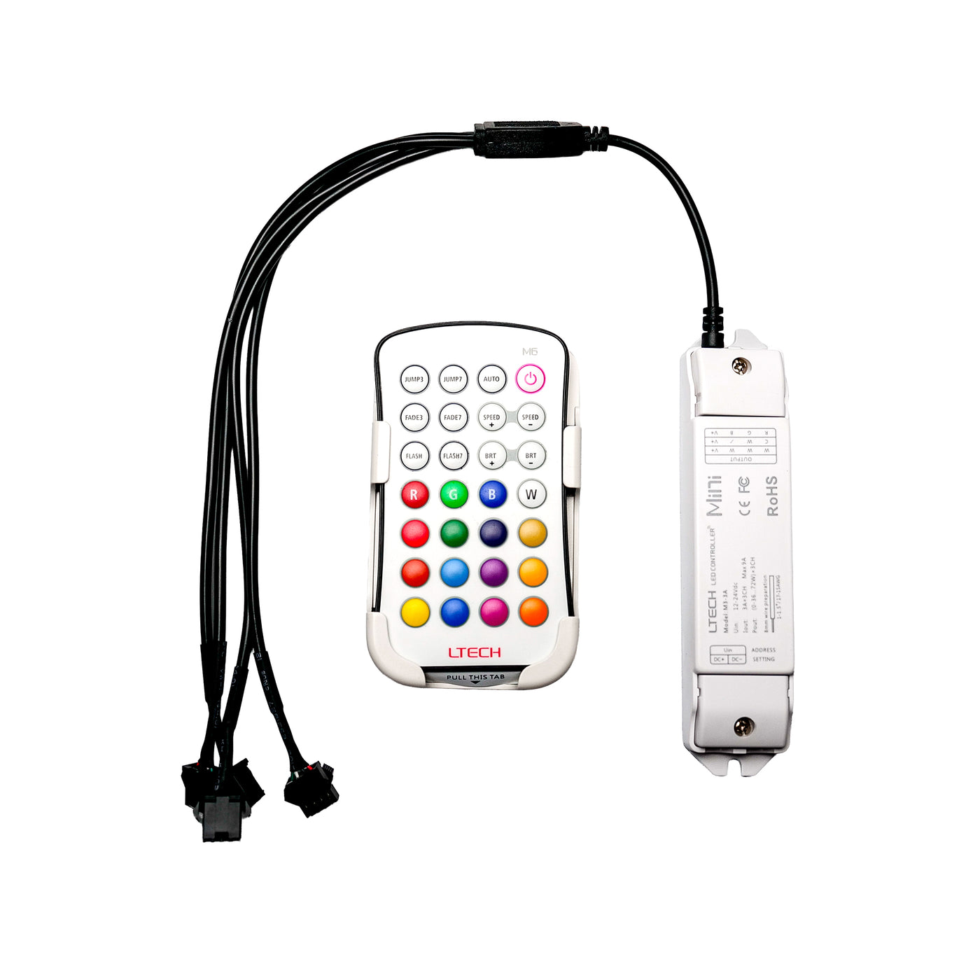 Dapper Lighting standard RGB halo controller kit with handheld remote, receiver, and distribution harness.