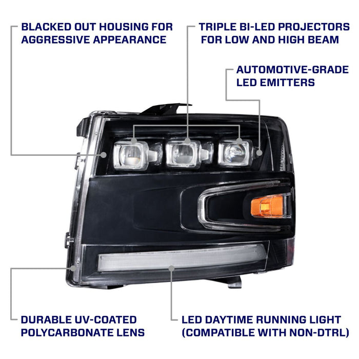 2007 - 2013 Chevrolet Silverado LED Projector Headlights (Pair)