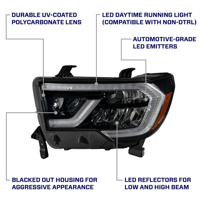 2008 - 2017 Toyota Sequoia LED Reflector Headlights (Pair)