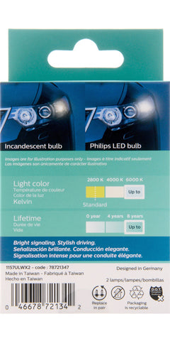 Philips X-treme Ultinon LED T10 W5W 8000K Cool Blue Color Auto Interior  Light Turn Signals