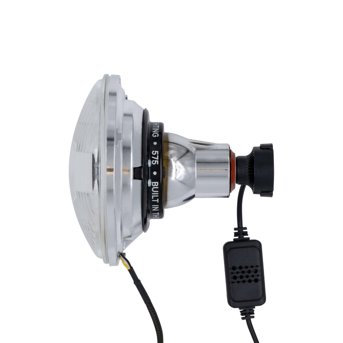 High/Low Beam Chrome 30W LED 575 with HDR Smoked Switchback Halo with Original Glass